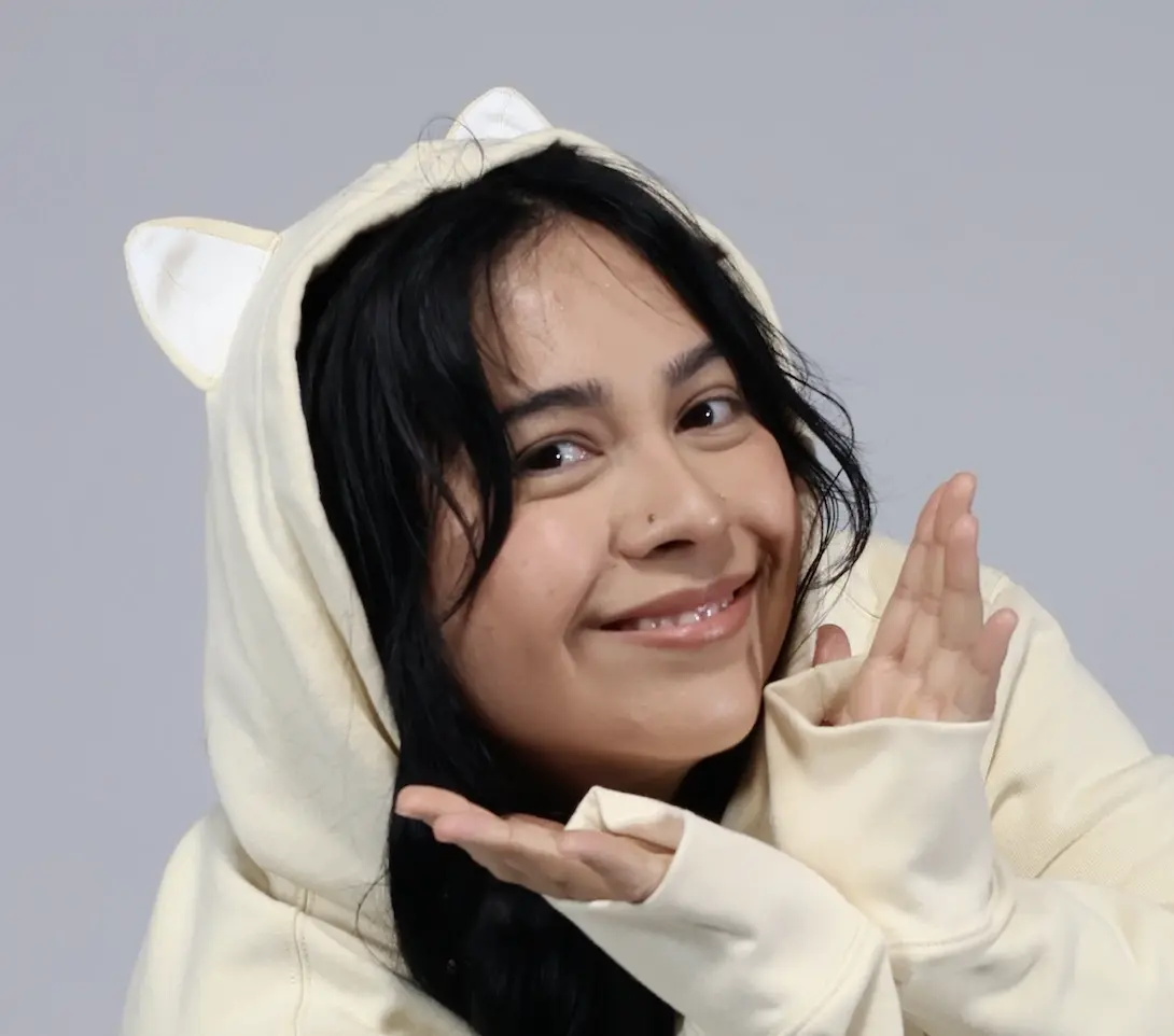 Jailen wearing ComfyKitsu hoodie